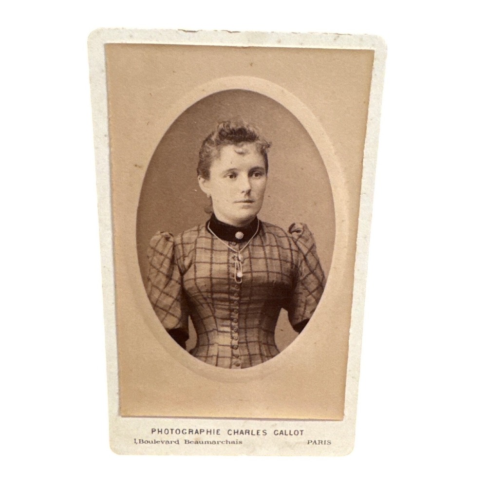 Antique Charles Gallot Paris Cabinet Card Photo Victorian Woman 1890s